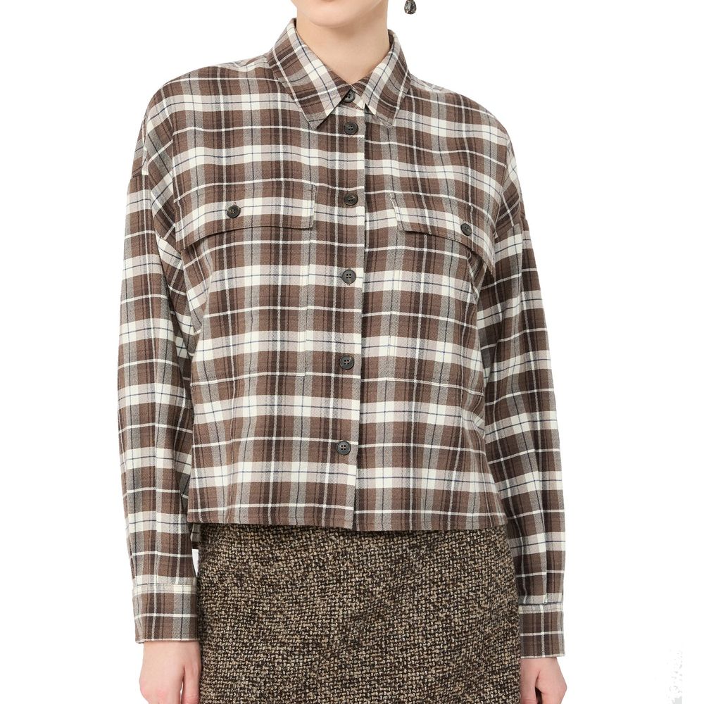 Max Mara Brown Cotton Pattern Women's Shirt