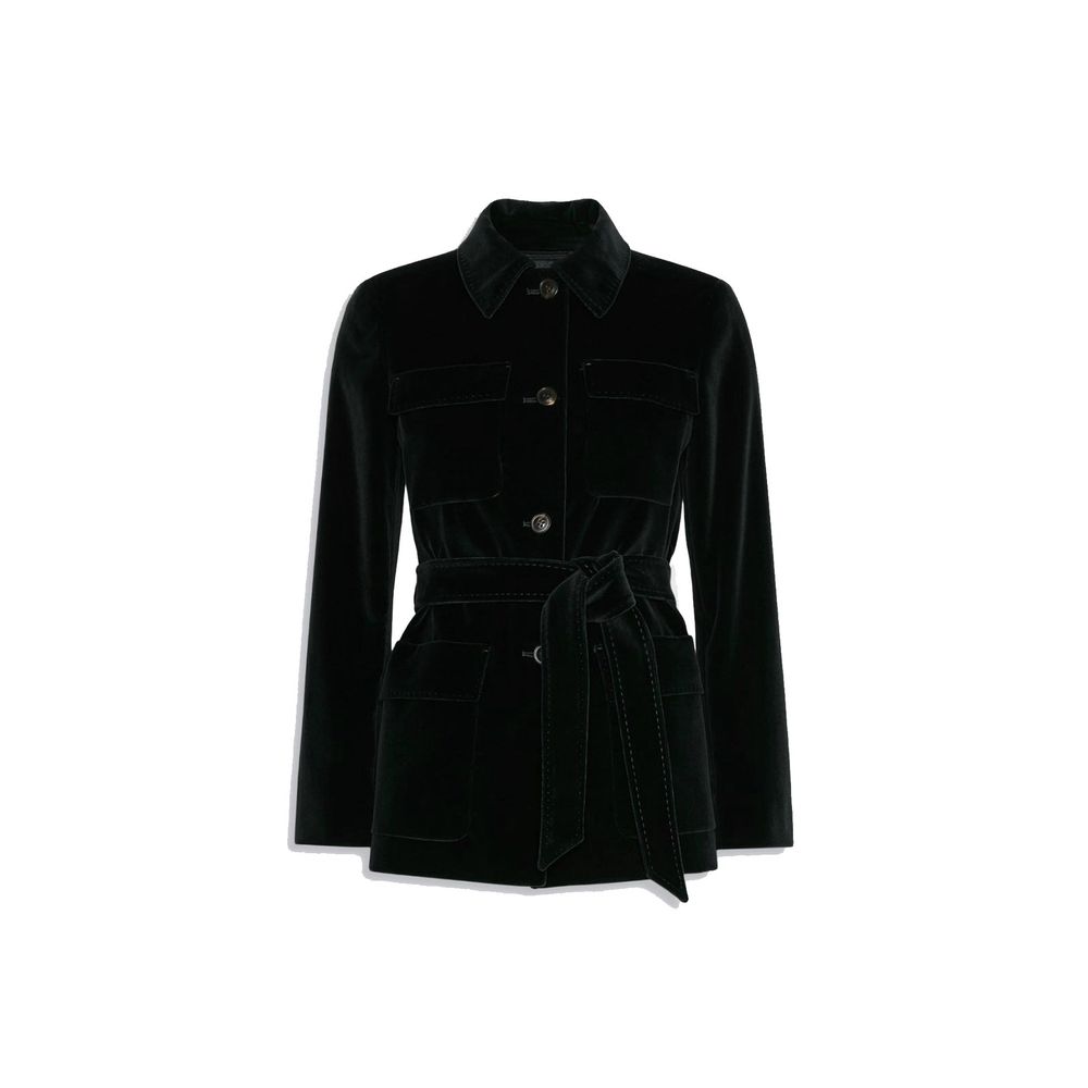 Max Mara Black Cotton Full-Length Women's Jacket