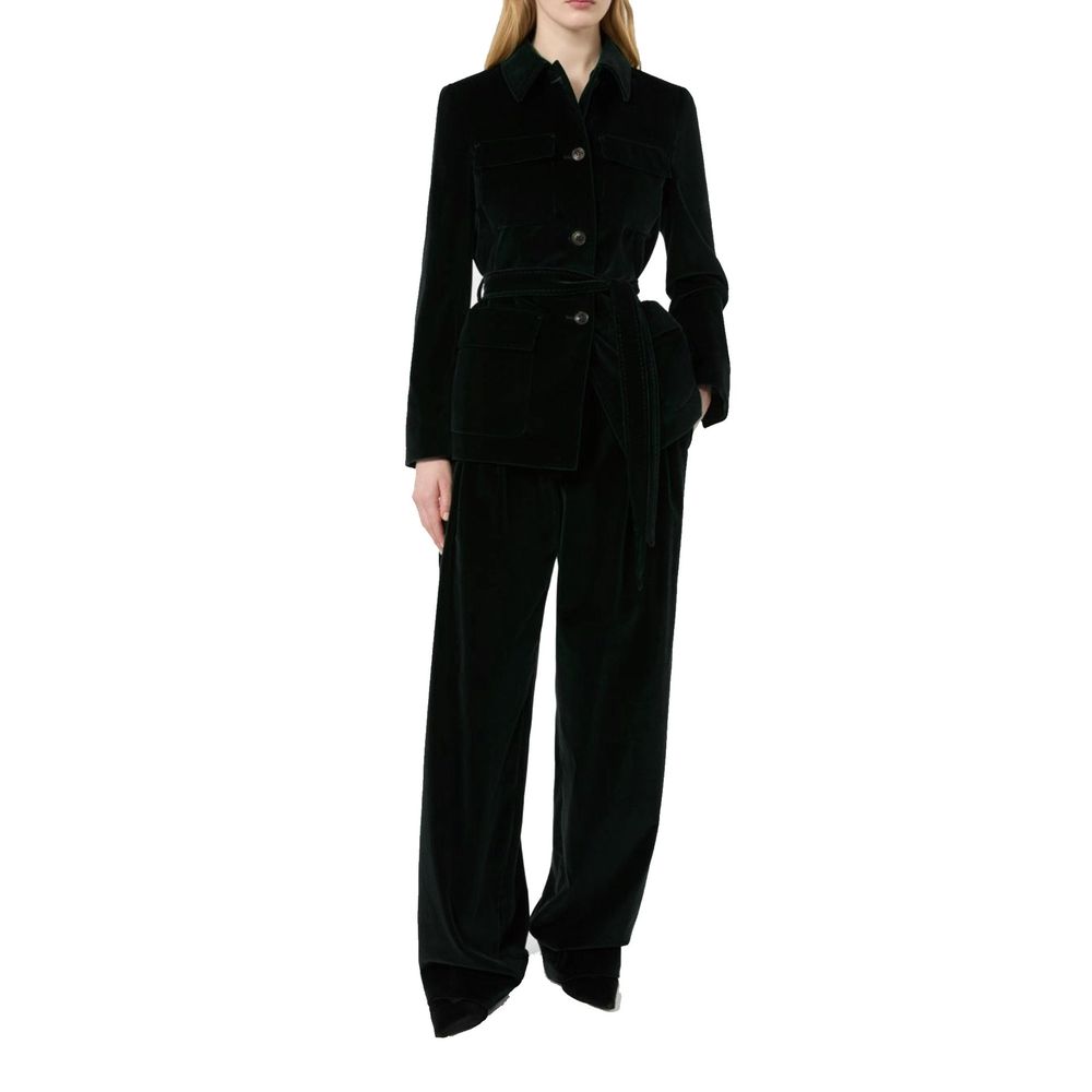 Max Mara Black Cotton Full-Length Women's Jacket