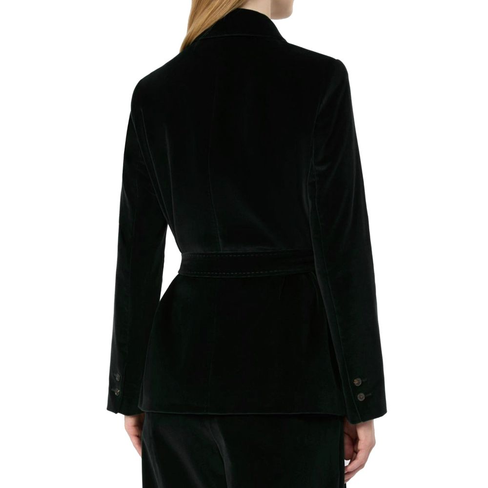 Max Mara Black Cotton Full-Length Women's Jacket