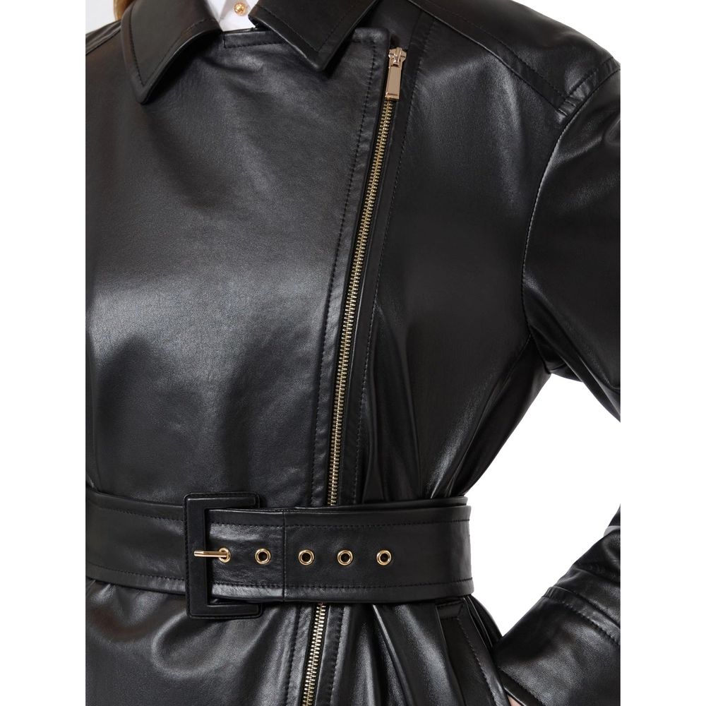 Max Mara Black Lambskin Leather Women's Jacket