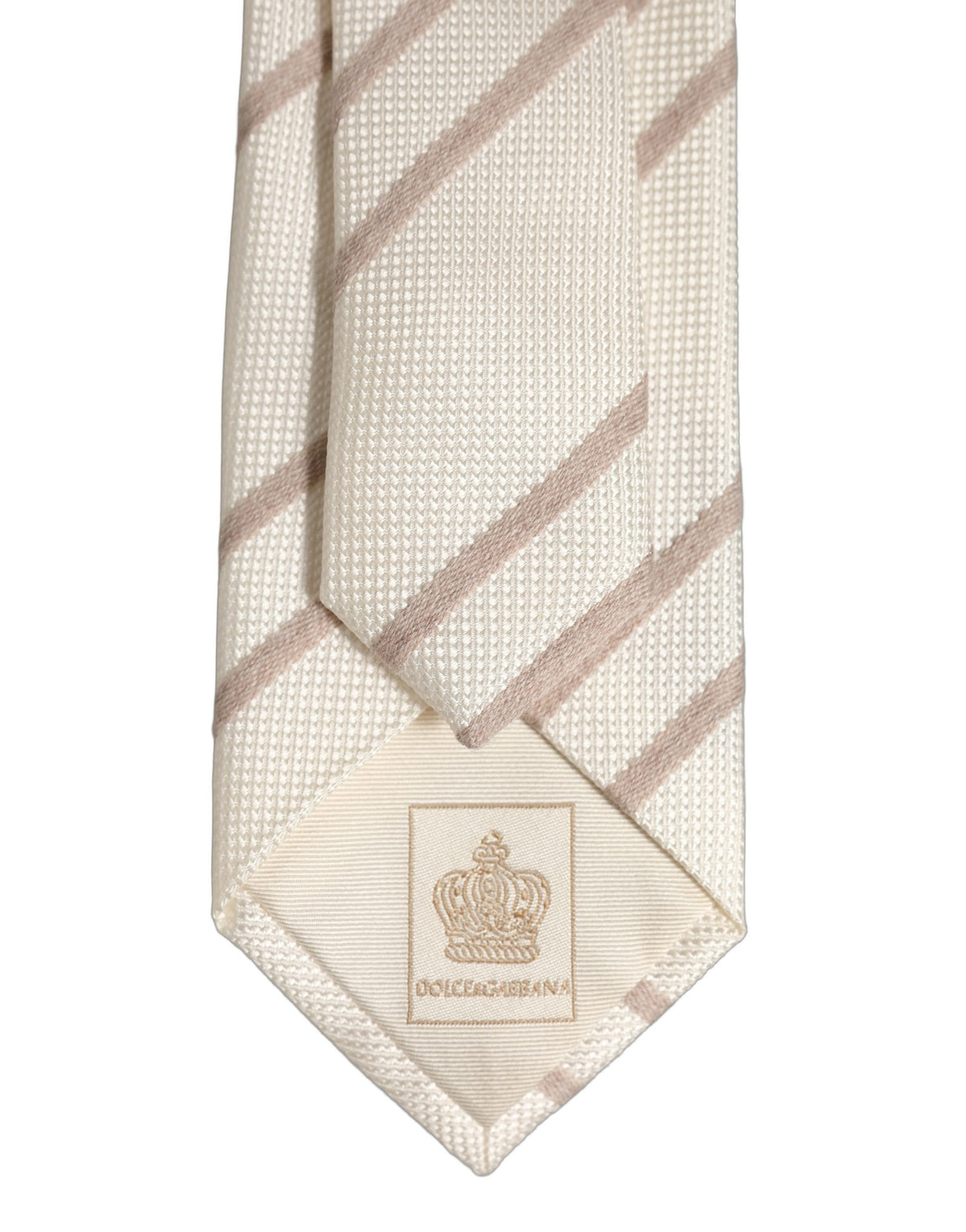 Dolce & Gabbana Men Off White Silk Stripes Adjustable Men'sd NeckMen's Men's Tie (Pre-Owned)