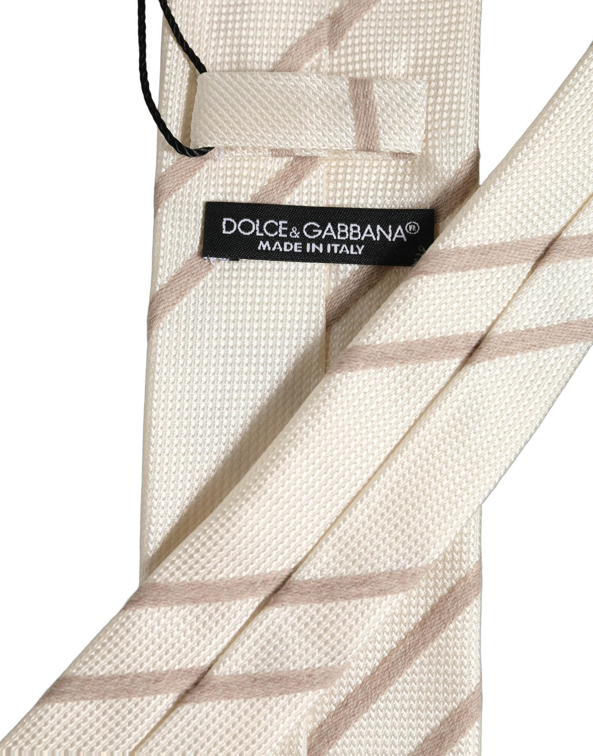 Dolce & Gabbana Men Off White Silk Stripes Adjustable Men'sd NeckMen's Men's Tie (Pre-Owned)