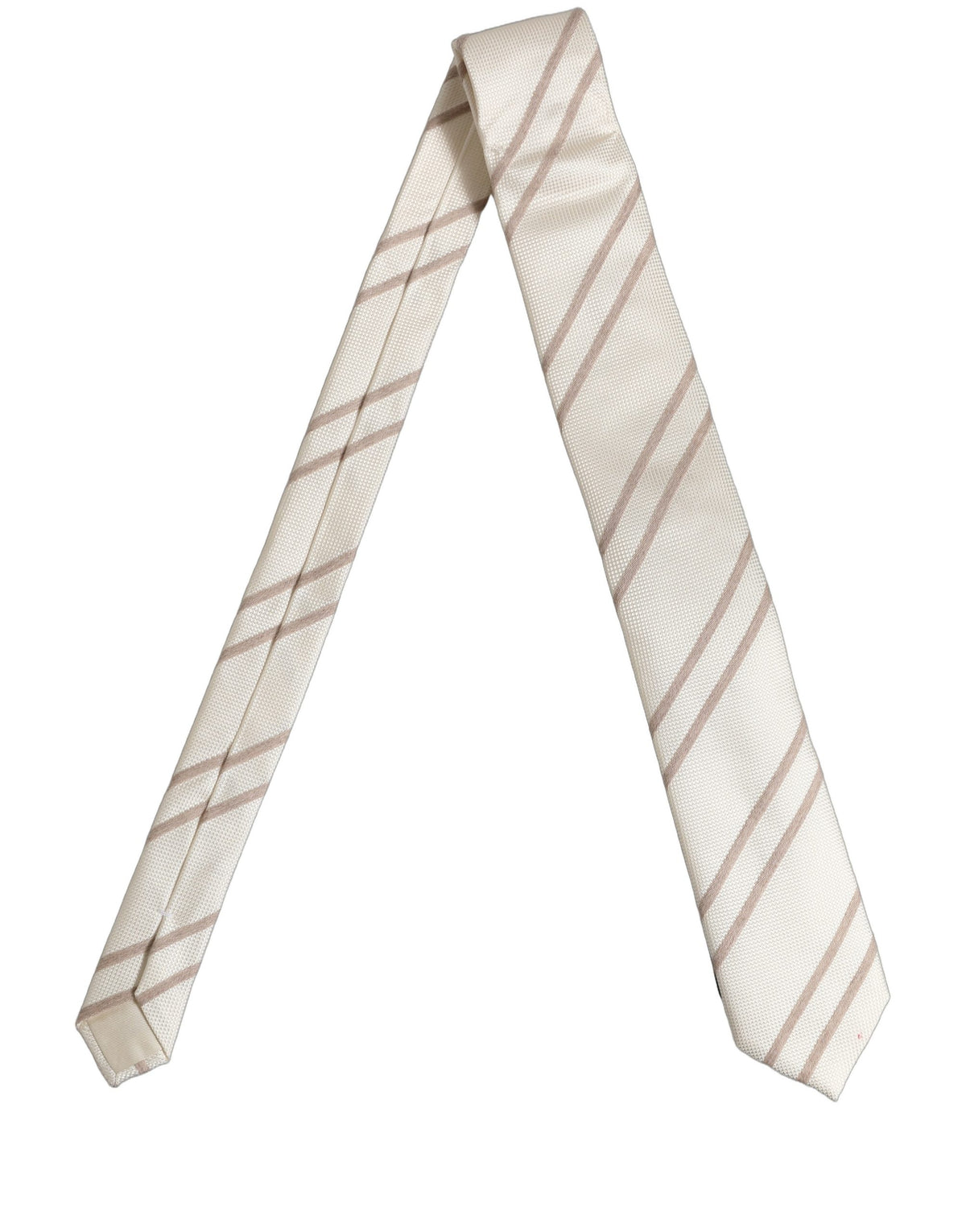 Dolce & Gabbana Men Off White Silk Stripes Adjustable Men'sd NeckMen's Men's Tie (Pre-Owned)