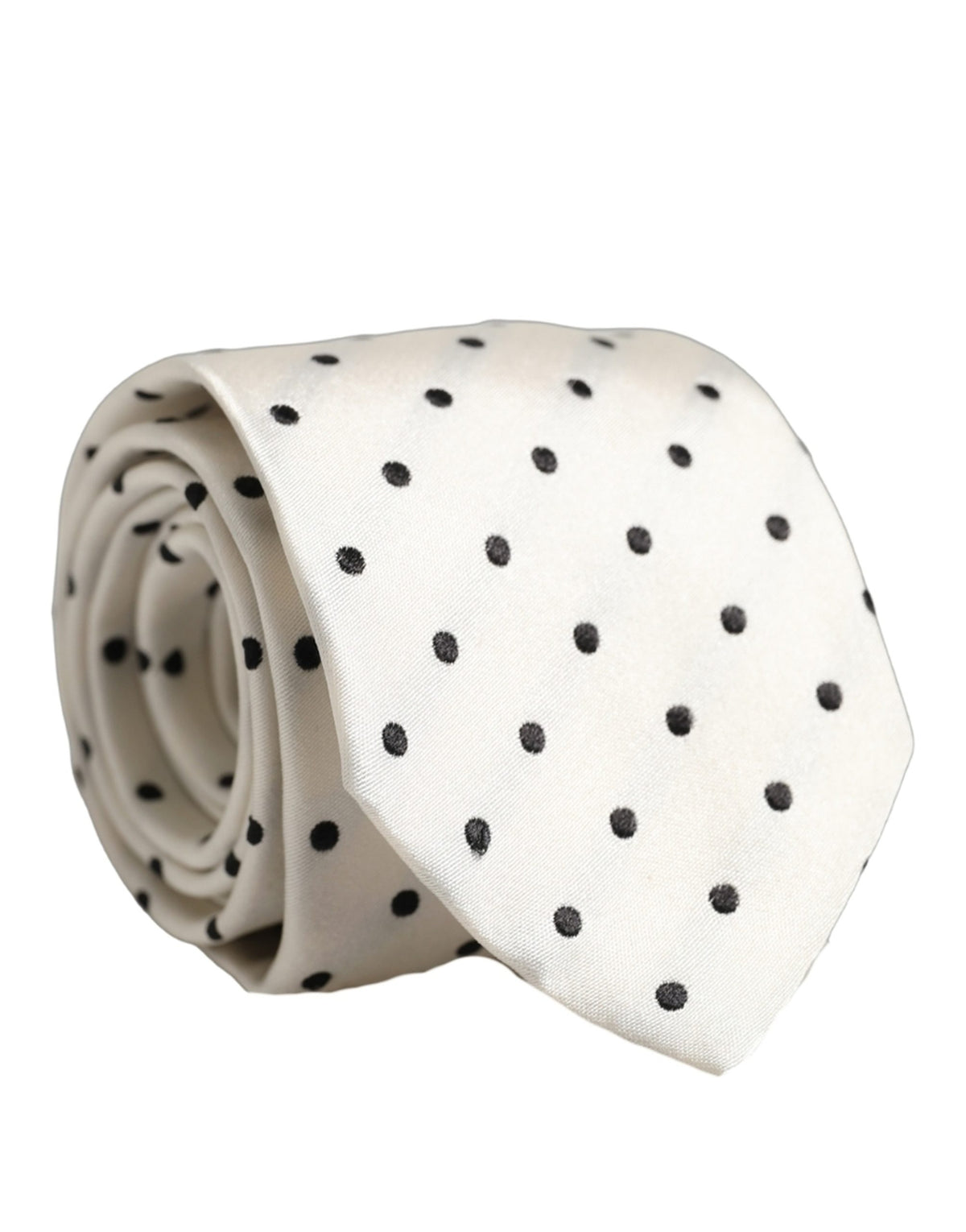 Dolce & Gabbana Men White Silk Polka Dot Adjustable Men'sd NeckMen's Men's Tie (Pre-Owned)