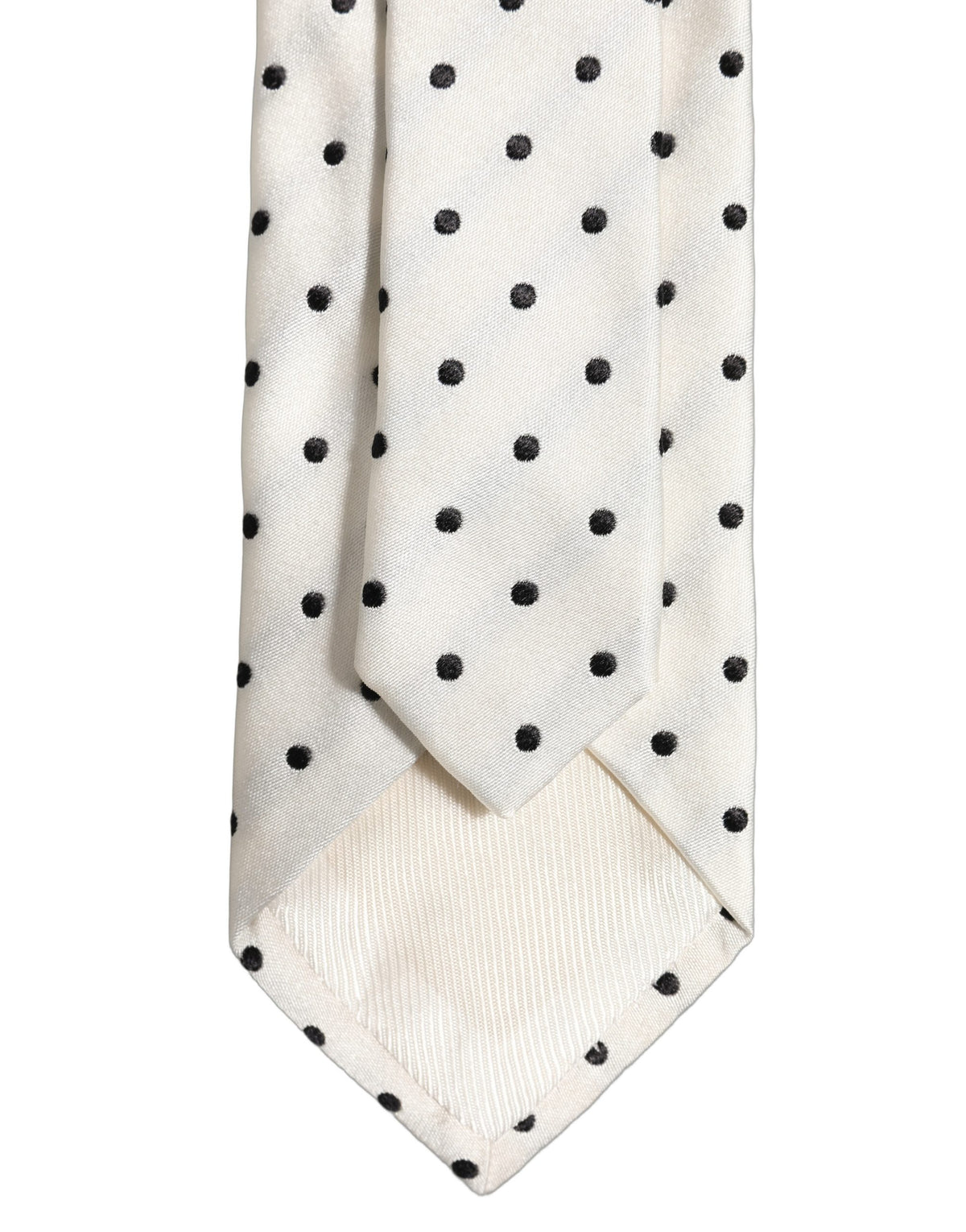 Dolce & Gabbana Men White Silk Polka Dot Adjustable Men'sd NeckMen's Men's Tie (Pre-Owned)