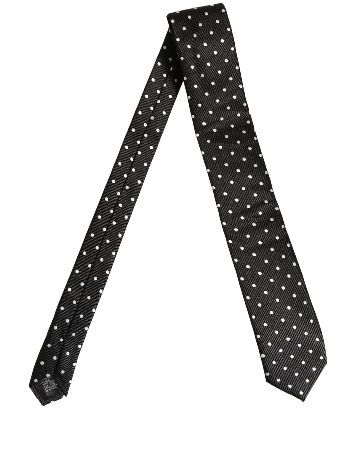 Dolce & Gabbana Black White Polka Dots Silk Adjustable Men'sd NeckMen's Men's Tie (Pre-Owned)