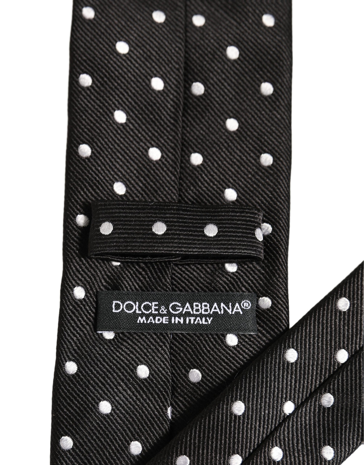 Dolce & Gabbana Black White Polka Dots Silk Adjustable Men'sd NeckMen's Men's Tie (Pre-Owned)