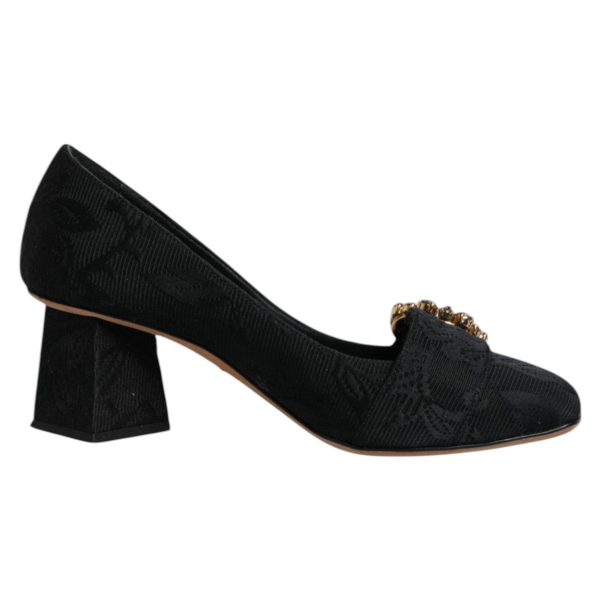 Dolce & Gabbana Black Brocade Crystals Heels Pumps Women's Shoes (Pre-Owned)