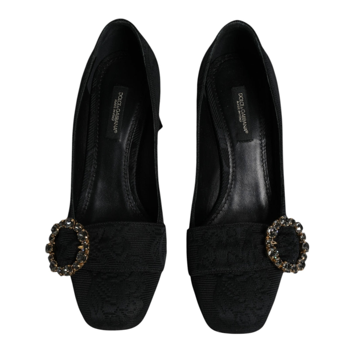 Dolce & Gabbana Black Brocade Crystals Heels Pumps Women's Shoes (Pre-Owned)