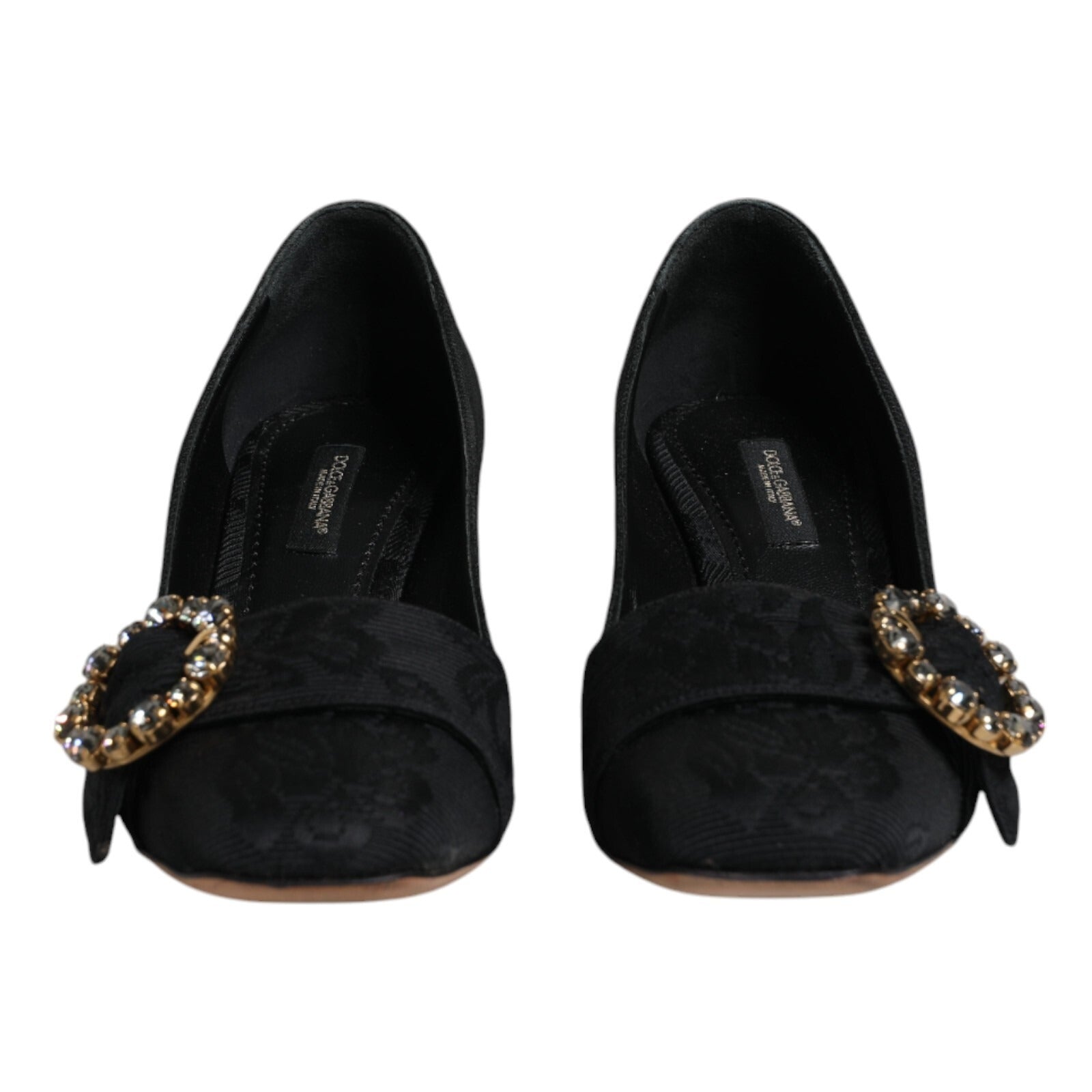 Dolce & Gabbana Black Brocade Crystals Heels Pumps Women's Shoes (Pre-Owned)