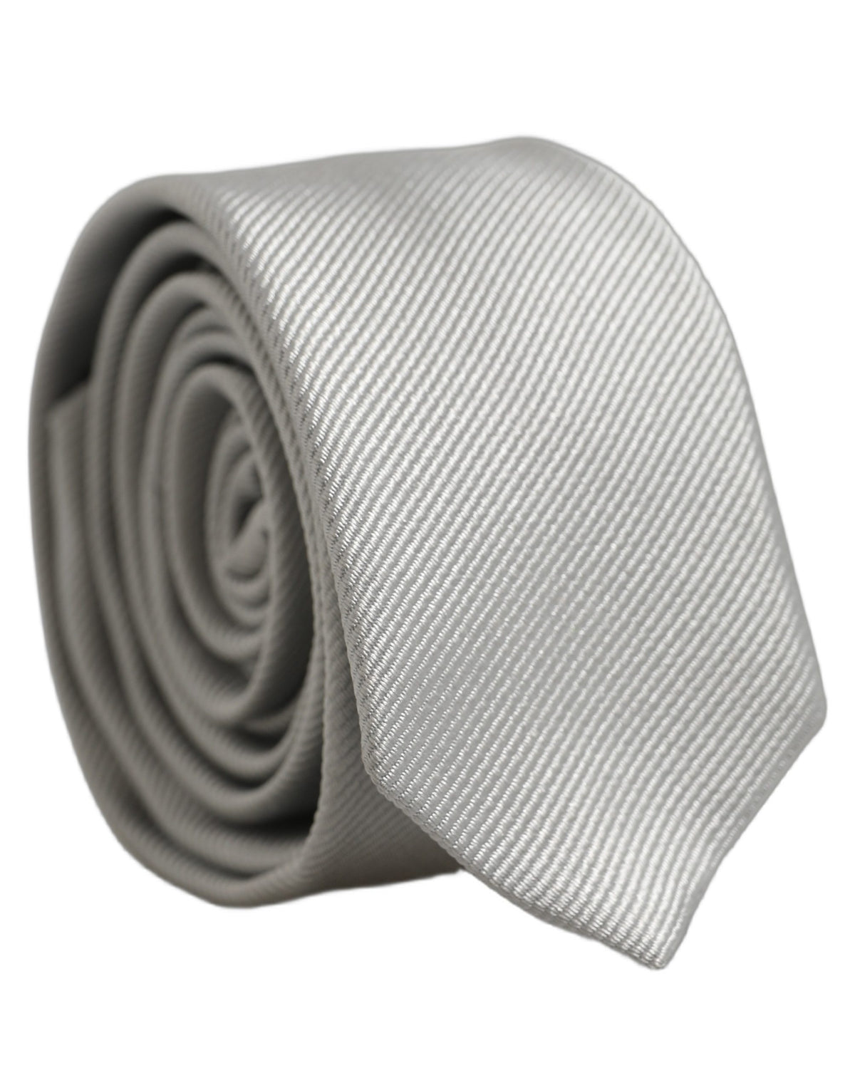 Dolce & Gabbana Men Light Gray Textured Silk Adjustable Men'sd NeckMen's Men's Tie