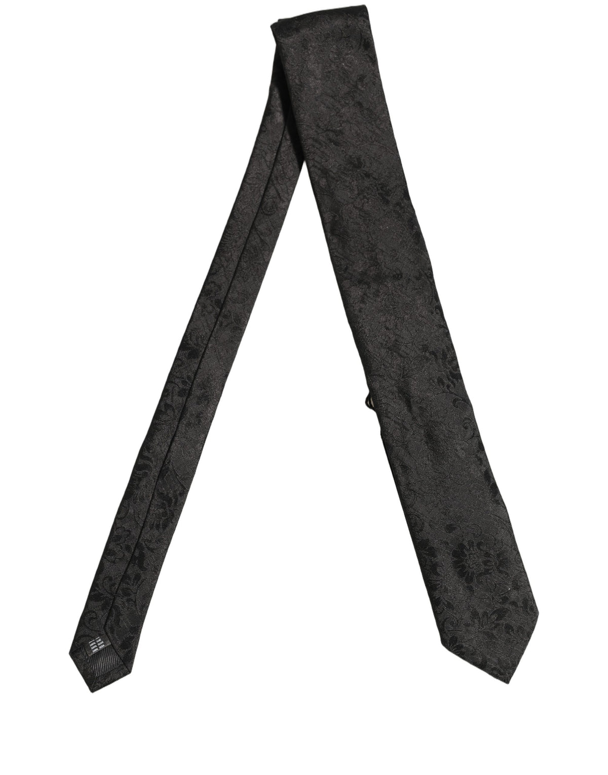 Dolce & Gabbana Men Black Silk Tonal Floral Adjustable Men'sd NeckMen's Men's Tie