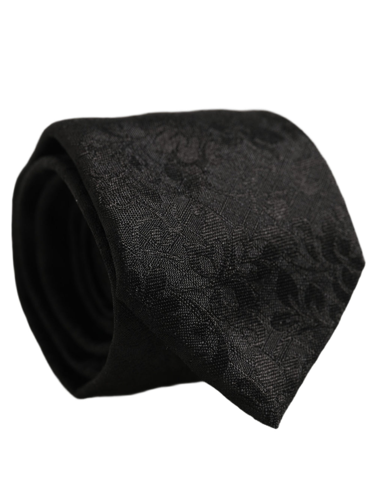 Dolce & Gabbana Men Black Silk Tonal Floral Adjustable Men'sd NeckMen's Men's Tie