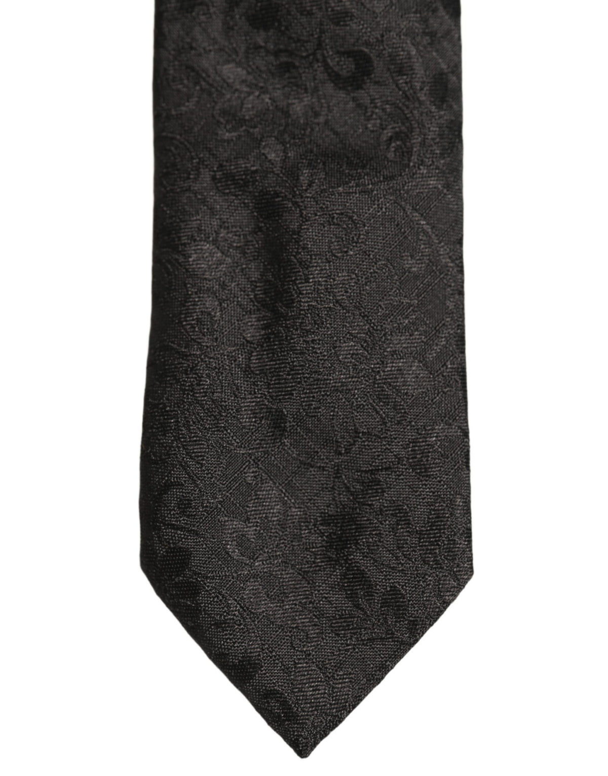 Dolce & Gabbana Men Black Silk Tonal Floral Adjustable Men'sd NeckMen's Men's Tie