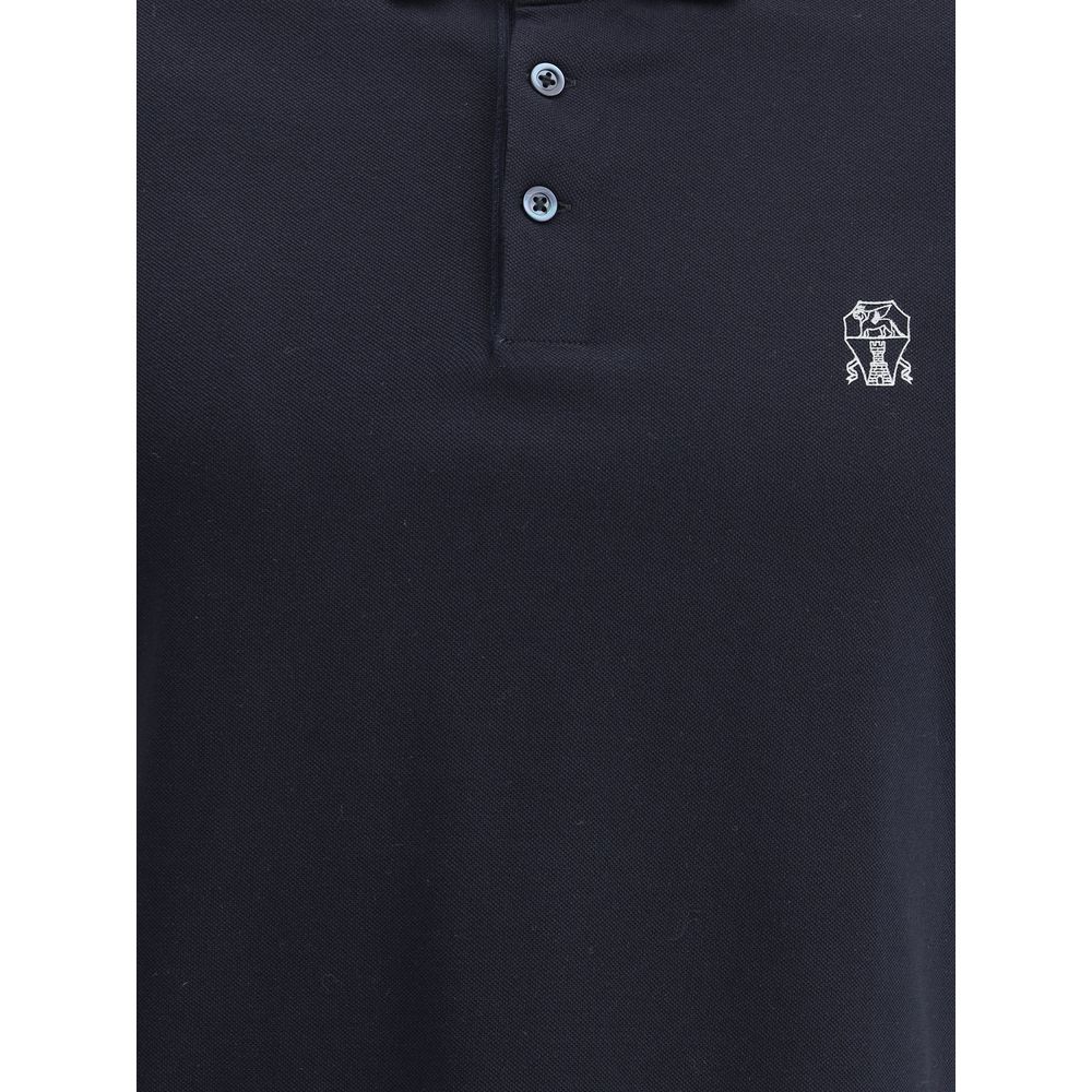Brunello Cucinelli Blue Cotton Polo Men's Shirt