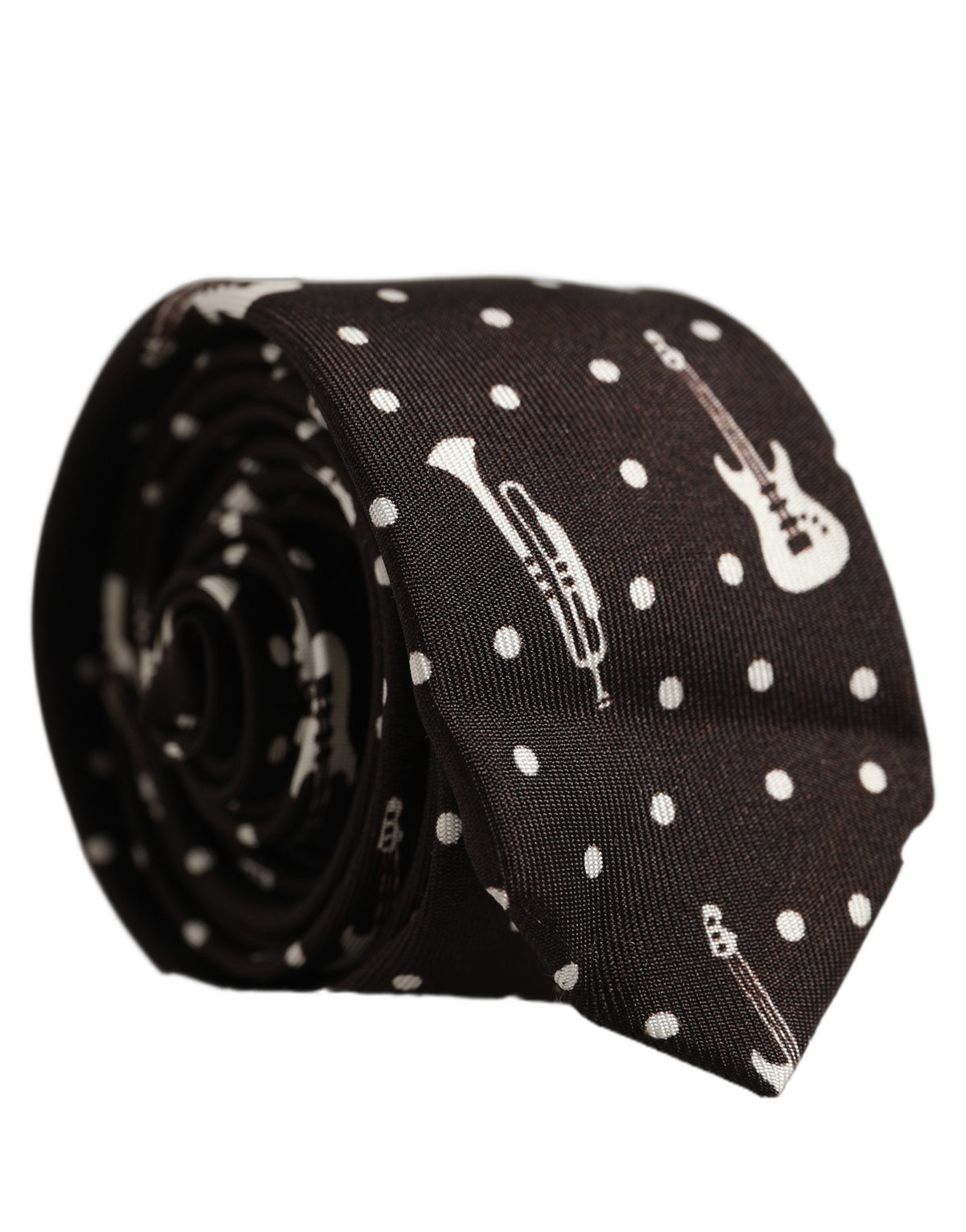 Dolce & Gabbana Black Musical Instrument Silk Adjustable Men'sd NeckMen's Men's Tie