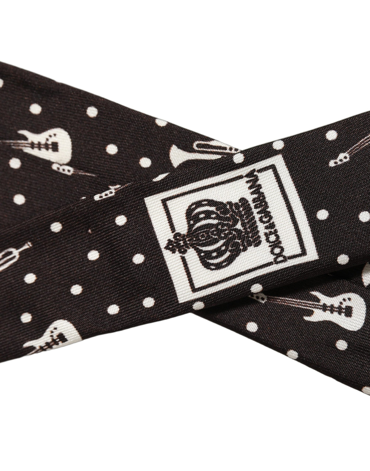 Dolce & Gabbana Black Musical Instrument Silk Adjustable Men'sd NeckMen's Men's Tie