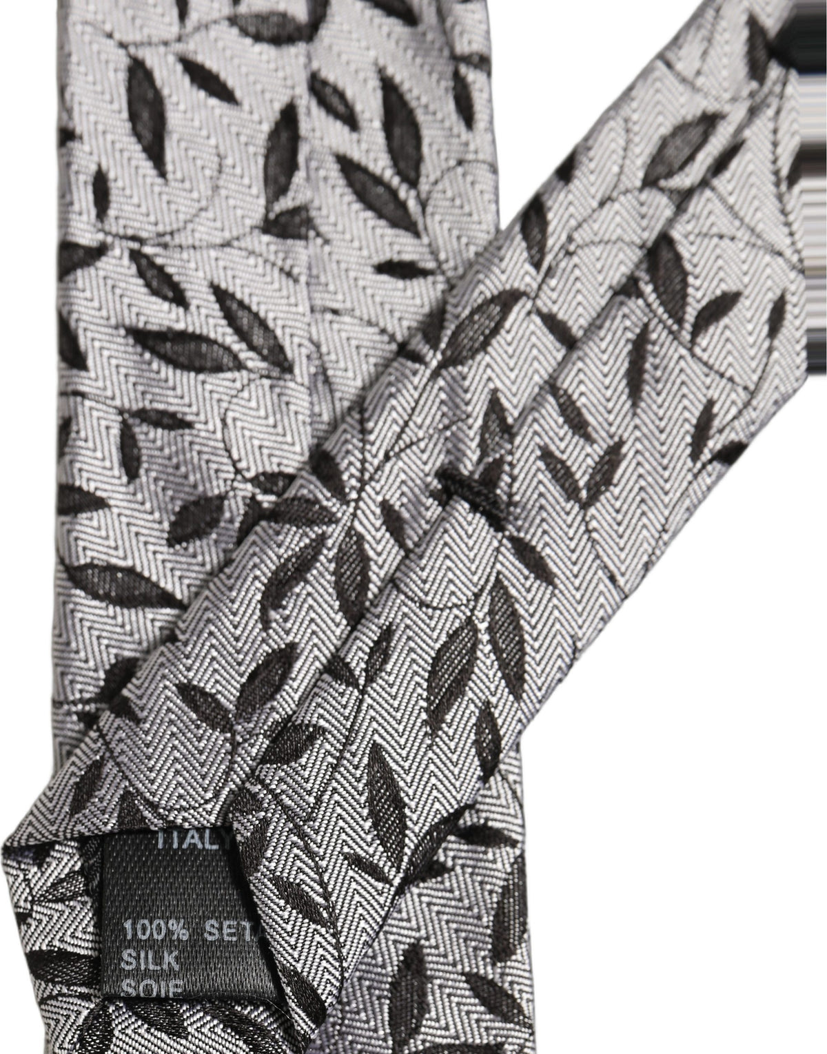 Dolce & Gabbana Men Gray Silk Leaf Pattern Adjustable Men'sd NeckMen's Men's Tie