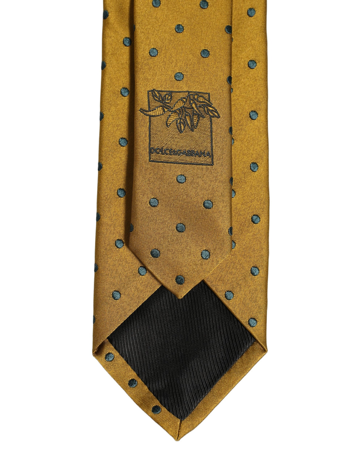 Dolce & Gabbana Men Mustard Silk Polka Dot Adjustable Men'sd NeckMen's Men's Tie