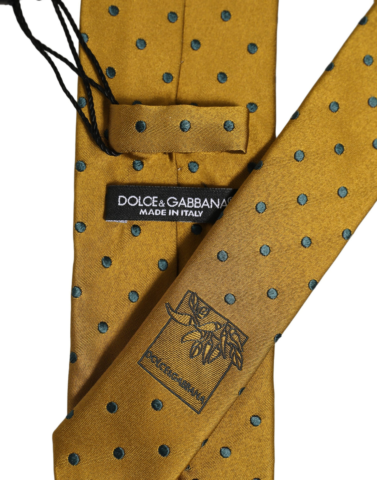 Dolce & Gabbana Men Mustard Silk Polka Dot Adjustable Men'sd NeckMen's Men's Tie