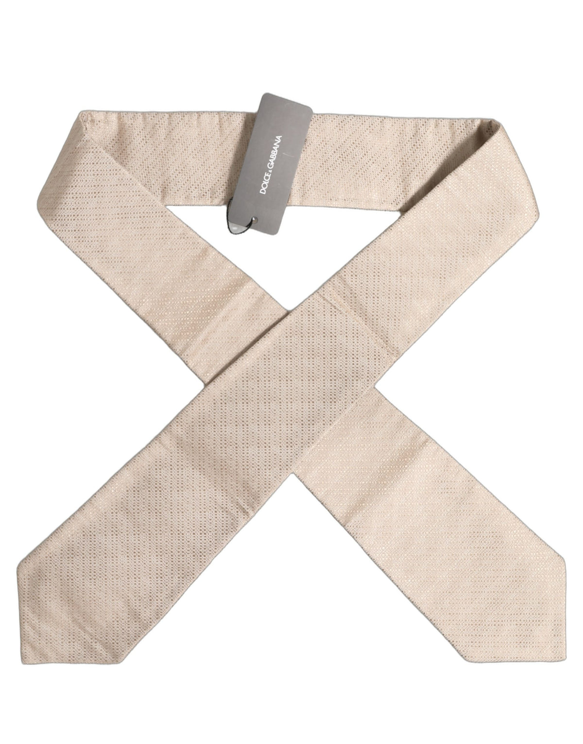 Dolce & Gabbana Beige Silk Textured Knit Adjustable Men'sd Men NeckMen's Men's Tie