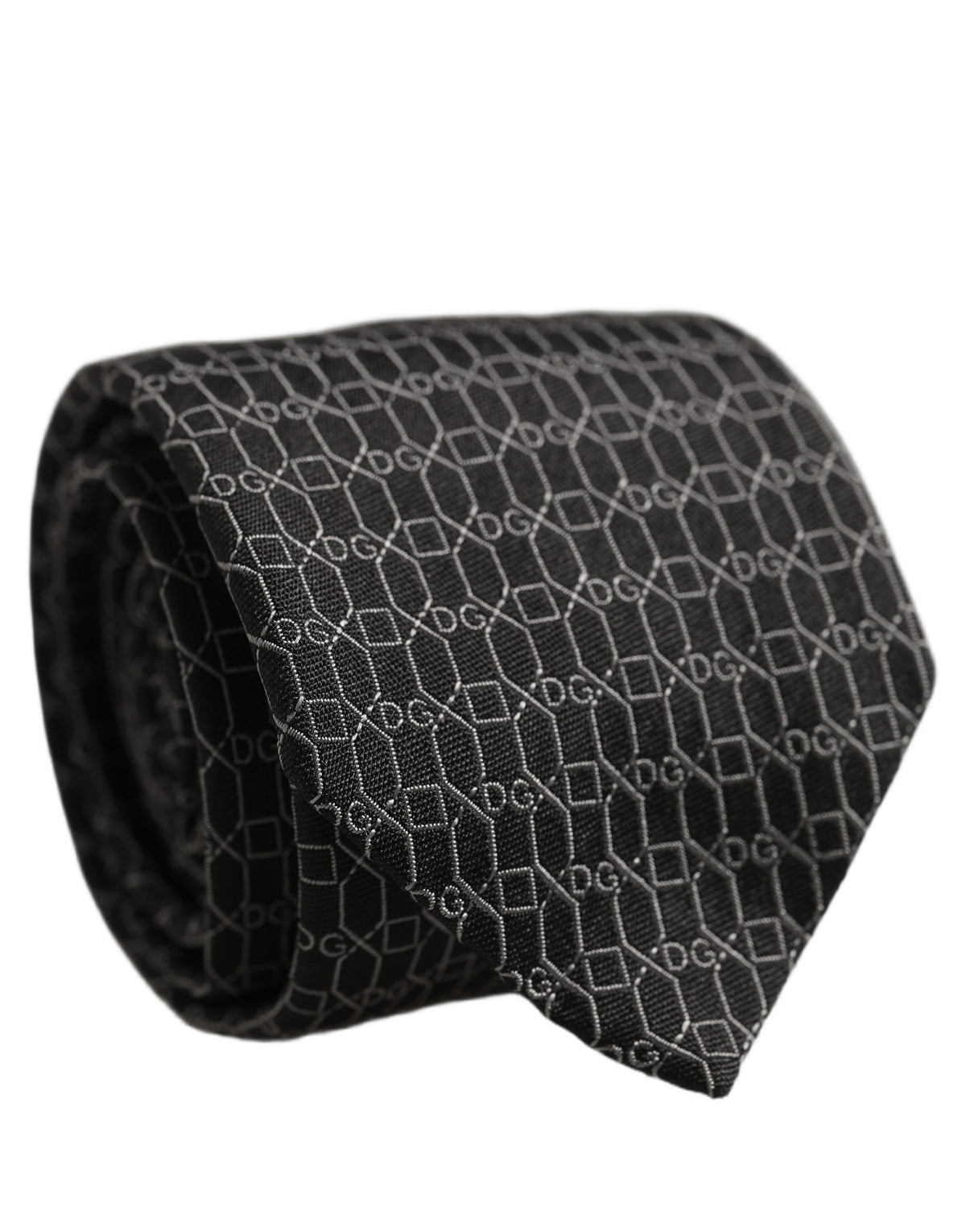 Dolce & Gabbana Dark Gray Silk DG Monogram Adjustable Men'sd NeckMen's Men's Tie