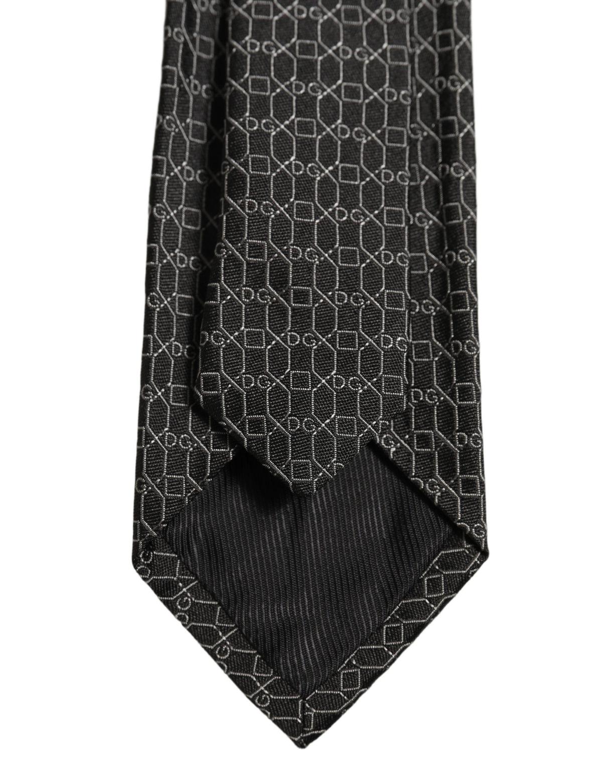Dolce & Gabbana Dark Gray Silk DG Monogram Adjustable Men'sd NeckMen's Men's Tie