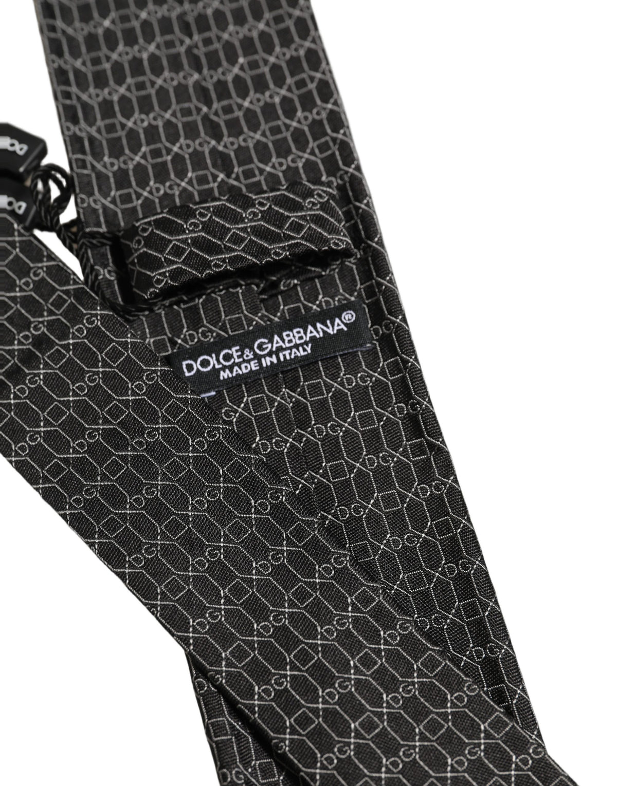 Dolce & Gabbana Dark Gray Silk DG Monogram Adjustable Men'sd NeckMen's Men's Tie