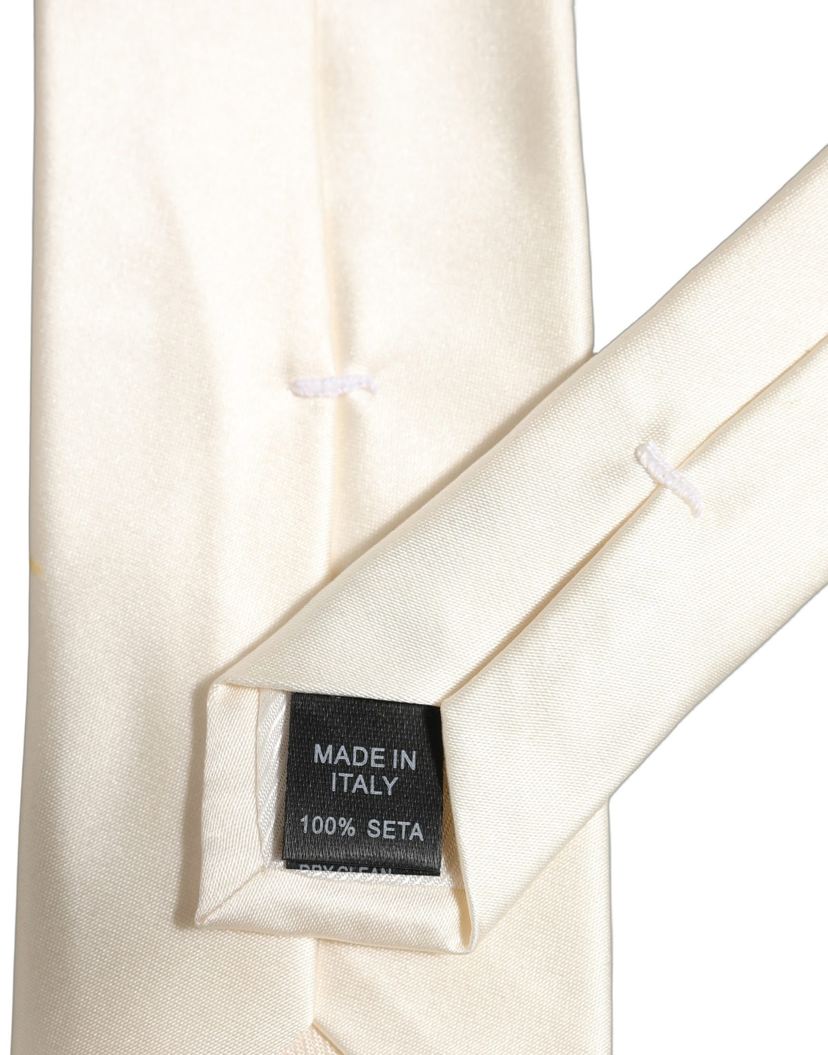Dolce & Gabbana Cream Satin 100% Silk Adjustable Men'sd Men NeckMen's Men's Tie (Pre-Owned)
