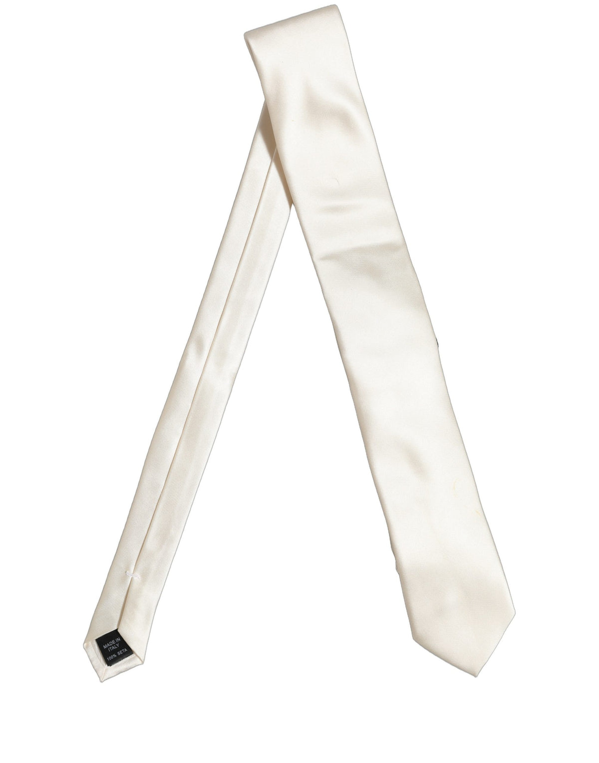 Dolce & Gabbana Cream Satin 100% Silk Adjustable Men'sd Men NeckMen's Men's Tie (Pre-Owned)
