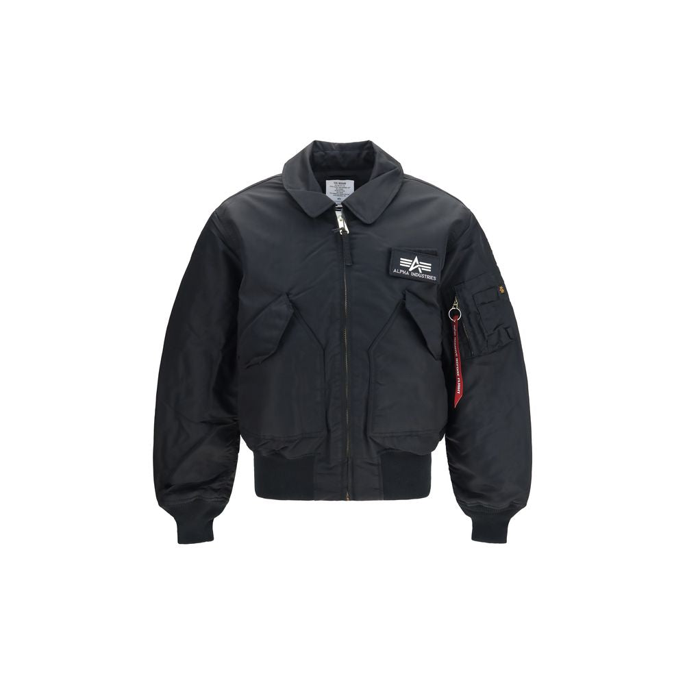 ALPHA INDUSTRIES Black Polyester Men's Bomber