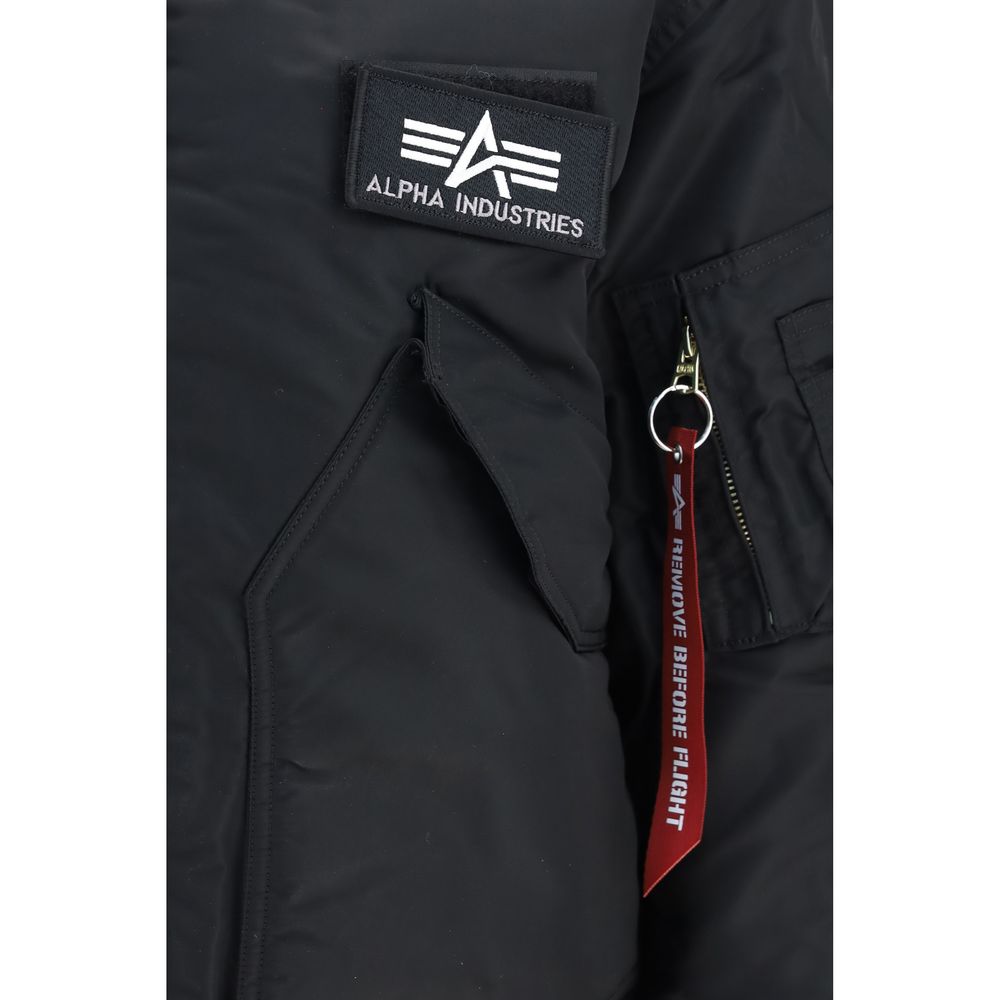 ALPHA INDUSTRIES Black Polyester Men's Bomber