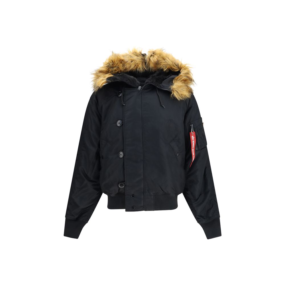 ALPHA INDUSTRIES Black Nylon Men's Bomber
