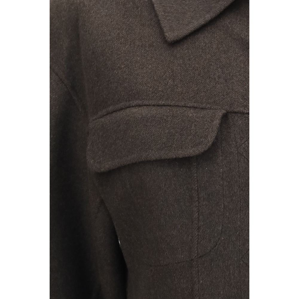 Max Mara Brown Wool Oves Aries Full-Length Women's Jacket