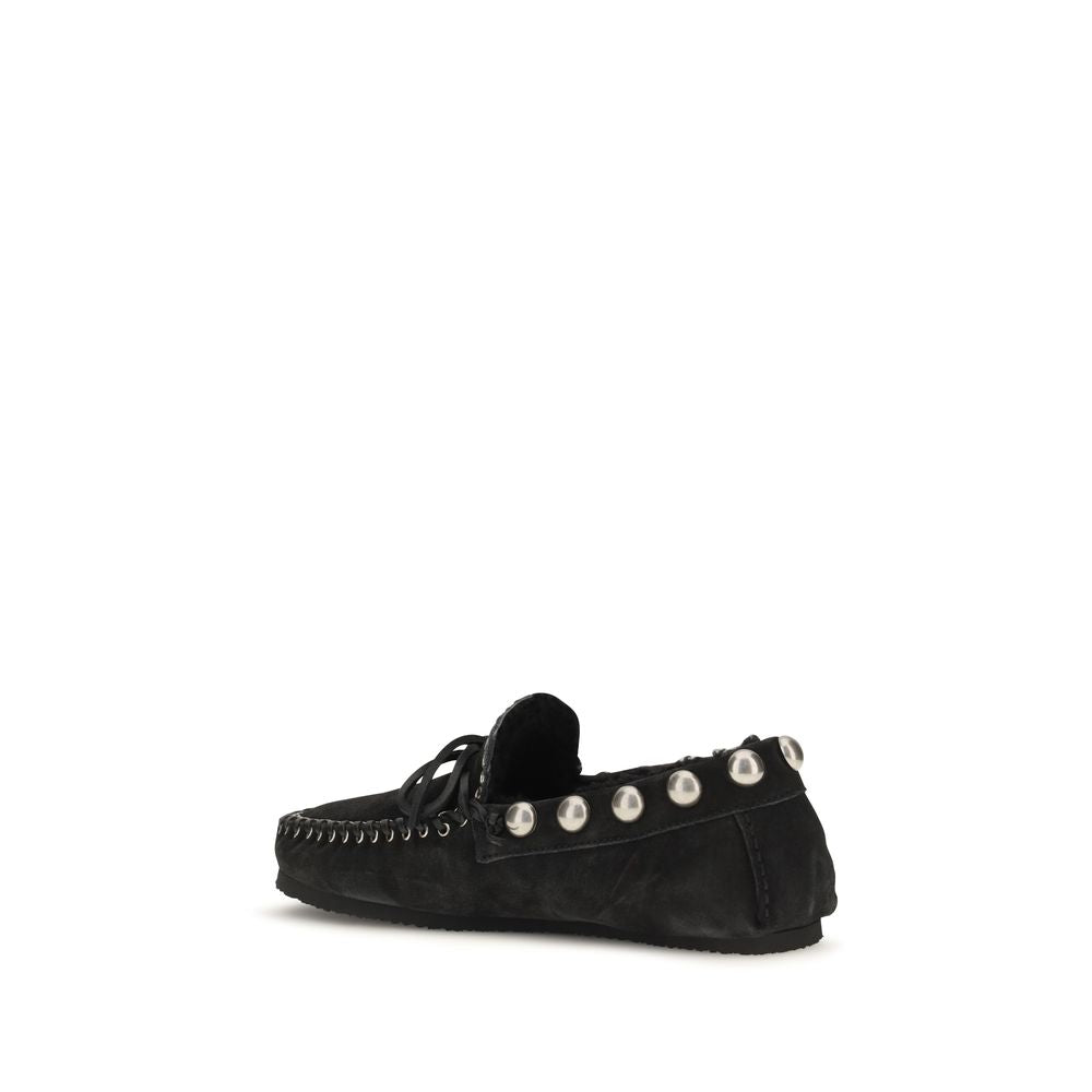 Isabel Marant Black Calf Leather Bos Taurus Slip-On Women's Loafers