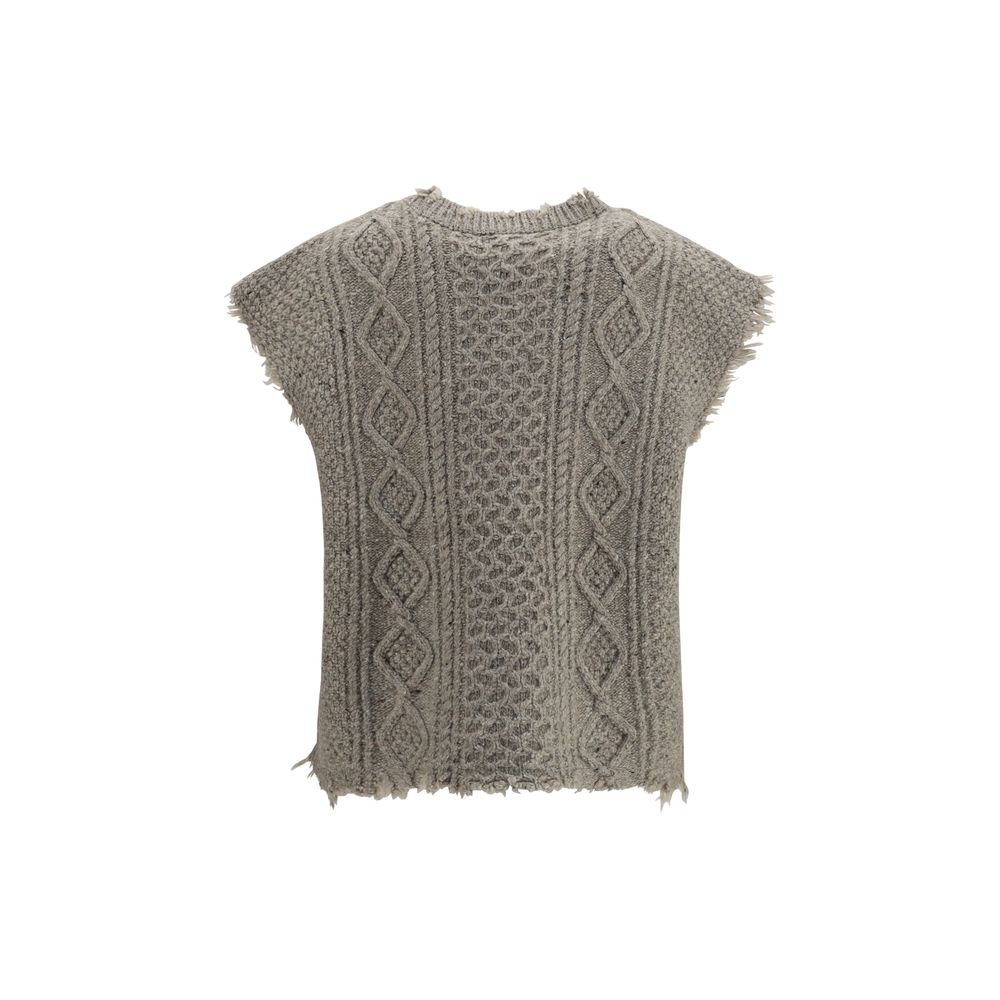 R13 Beige Wool Oves Aries Sleeveles Women's Sweater