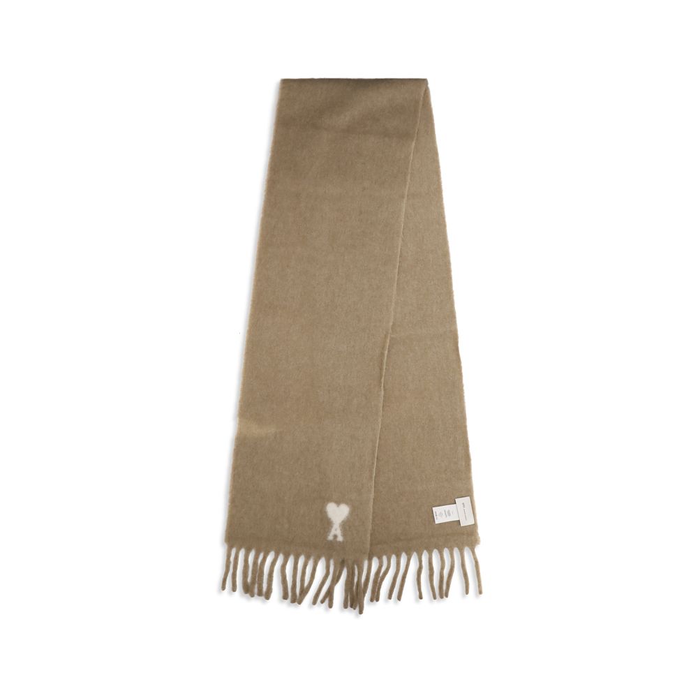 Ami Paris Beige Alpaca Vicugna Pacos Men's Scarf