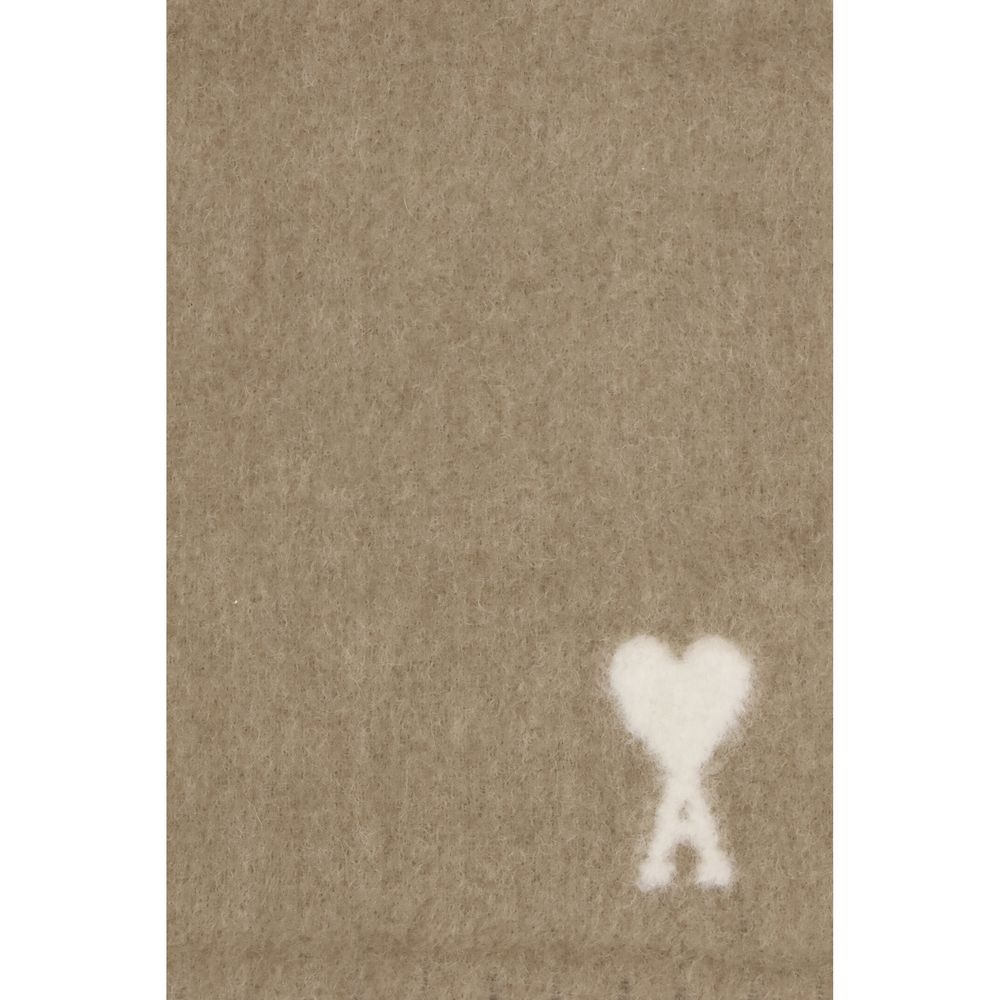 Ami Paris Beige Alpaca Vicugna Pacos Men's Scarf