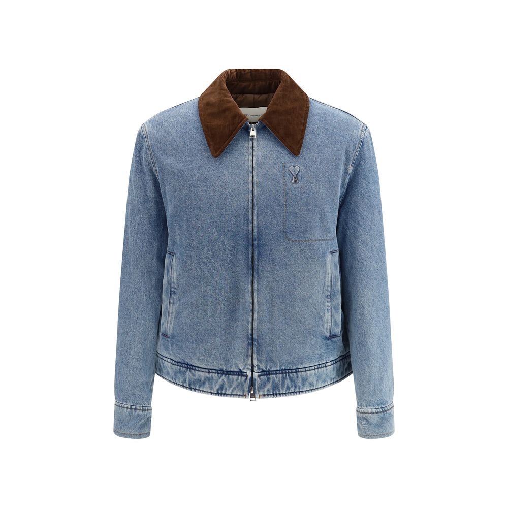 Ami Paris Blue Cotton Denim Men's Jacket