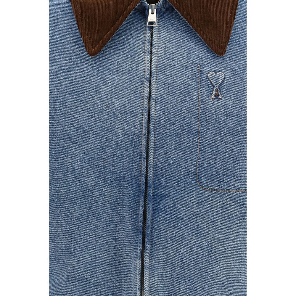 Ami Paris Blue Cotton Denim Men's Jacket
