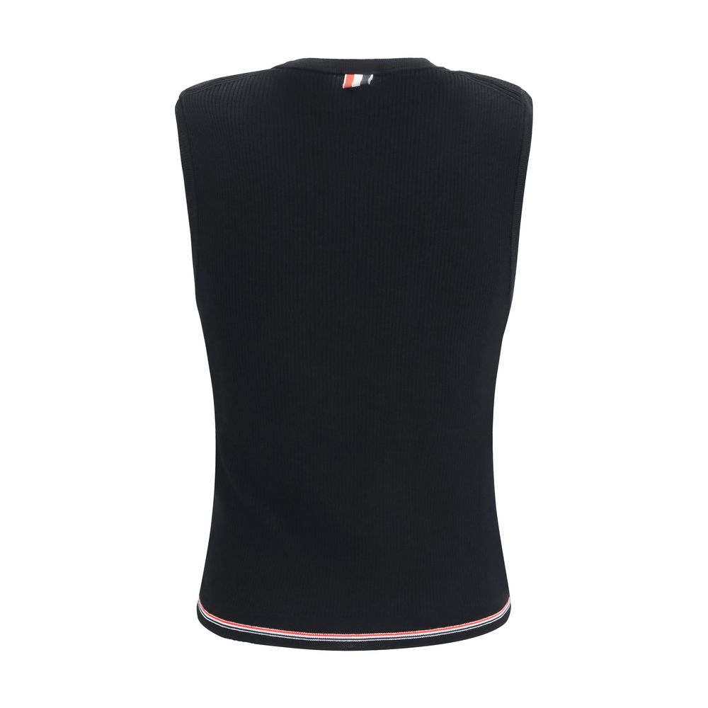 Thom Browne Black Wool Oves Aries Sleeveles Women's T-Shirt