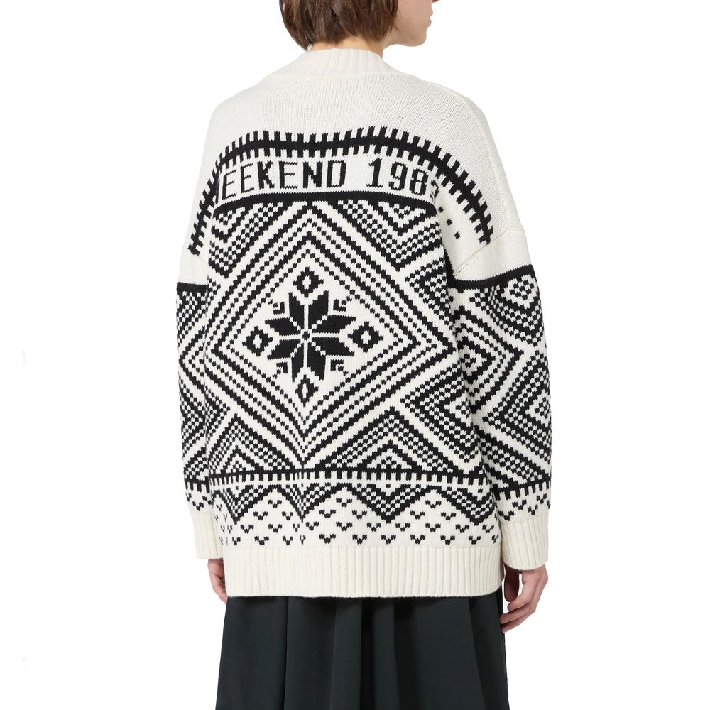 Max Mara White Virgin Wool Women's Cardigan