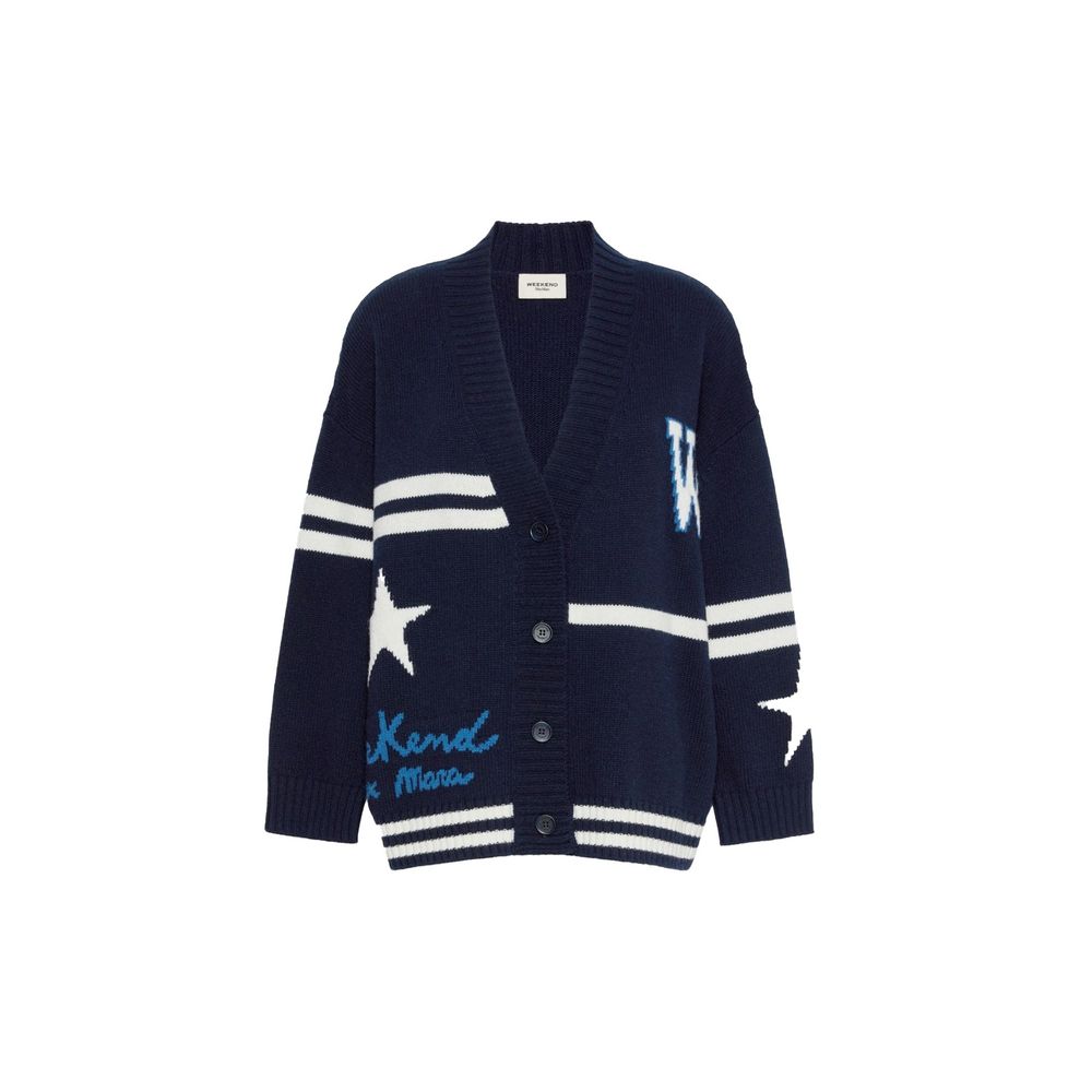 Max Mara Blue Virgin Wool Women's Cardigan