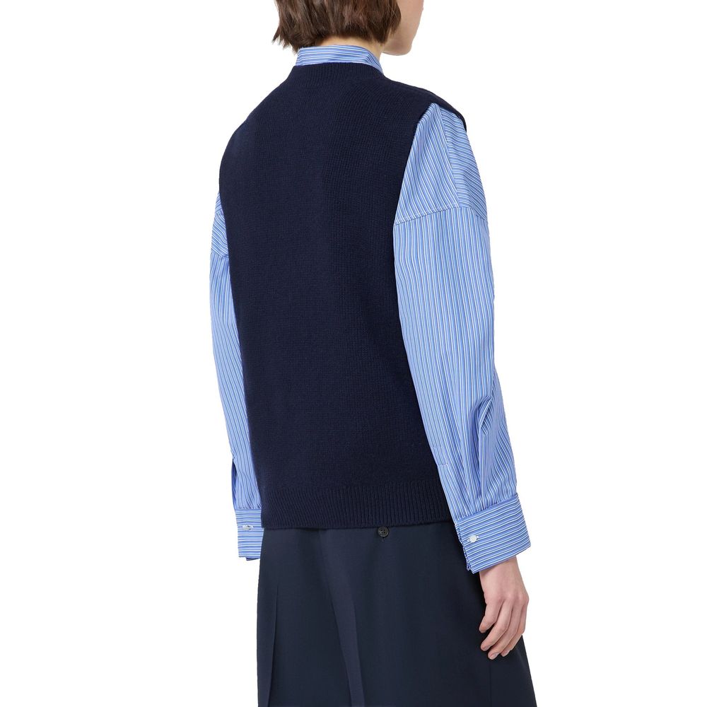 Max Mara Blue Virgin Wool Women's Waistcoat