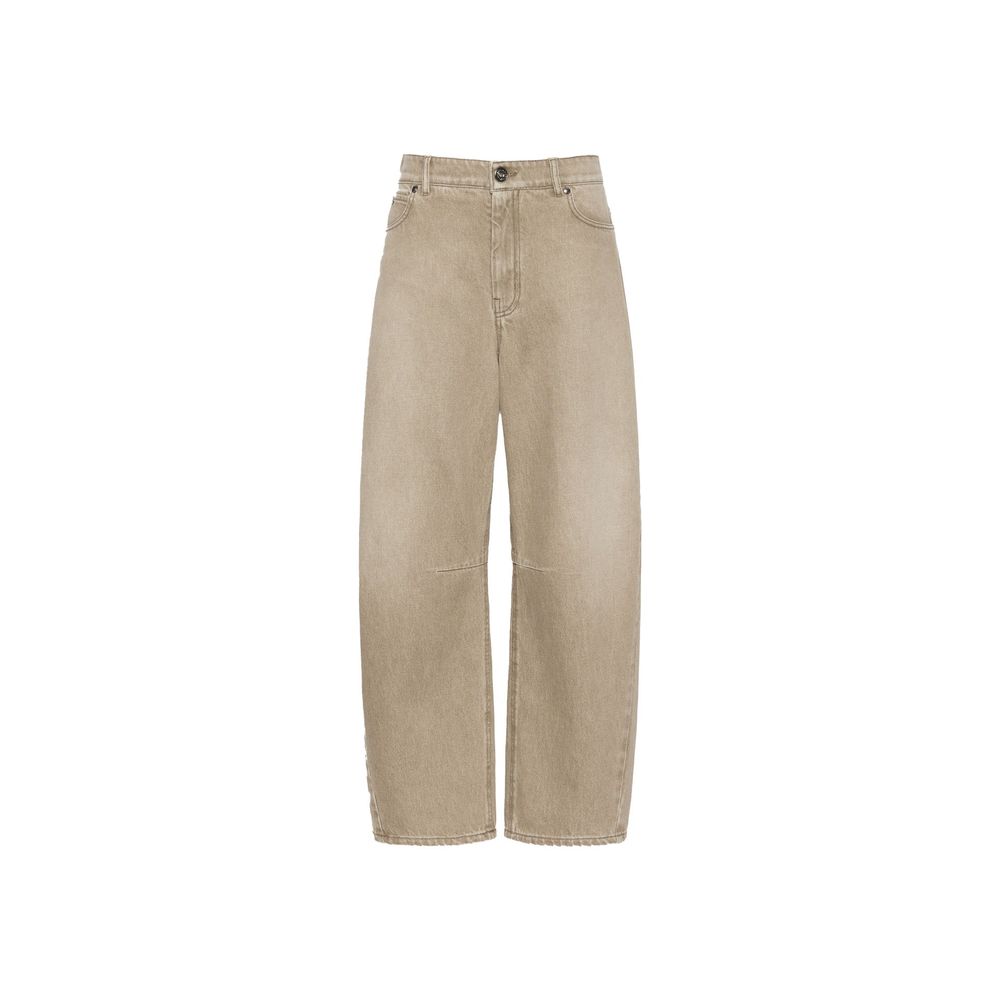 Max Mara Beige Cotton Relaxed Fit Women's Jeans