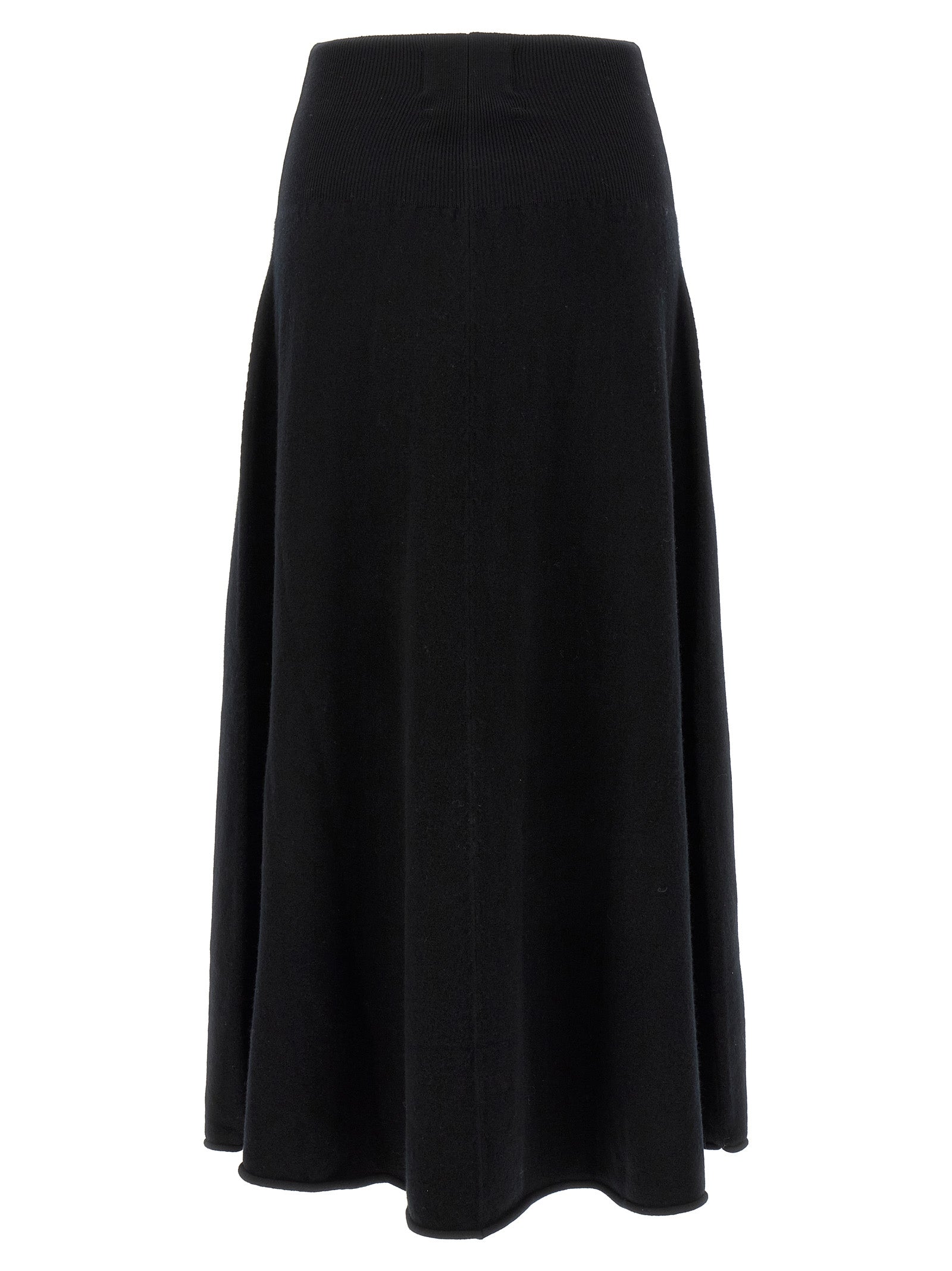 Extreme Cashmere Black Cashmere Midi Women's Skirt