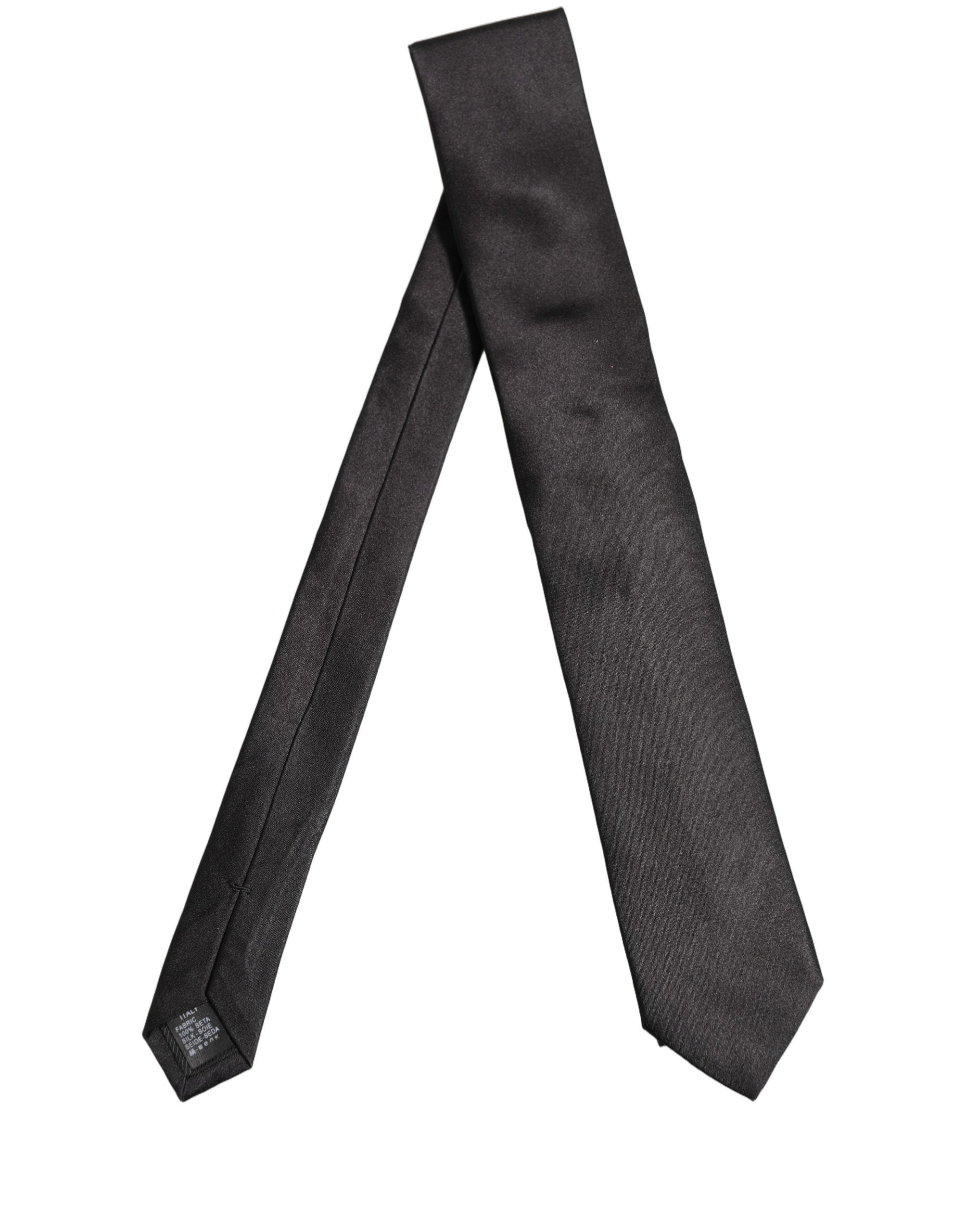 Dolce & Gabbana Black Satin 100% Silk Adjustable Men'sd Men NeckMen's Men's Tie