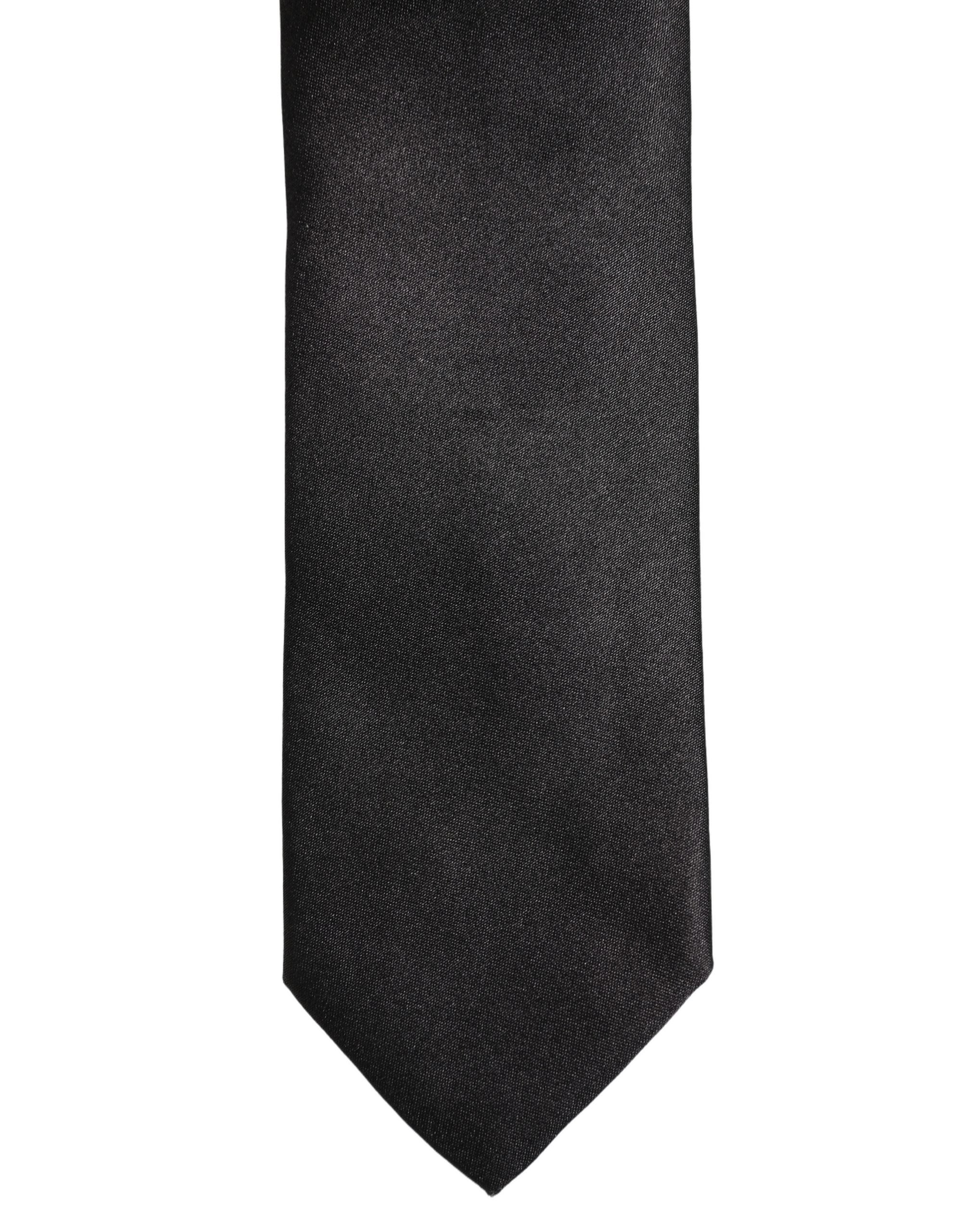 Dolce & Gabbana Black Satin 100% Silk Adjustable Men'sd Men NeckMen's Men's Tie