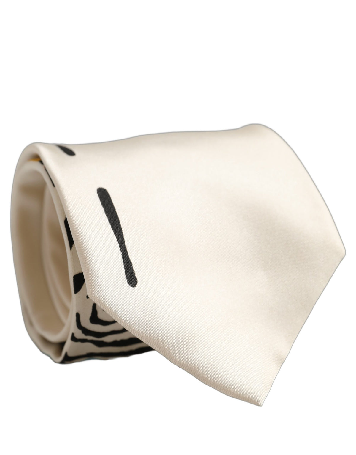 Dolce & Gabbana White Silk Floral Graphic Adjustable Men'sd Men NeckMen's Men's Tie (Pre-Owned)